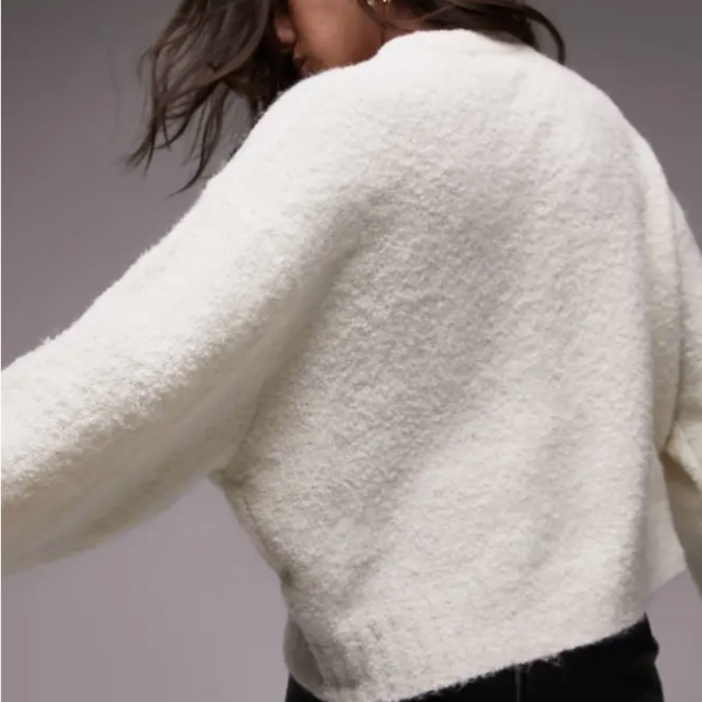 Topshop Boxy Bouclé Sweater, Ivory
